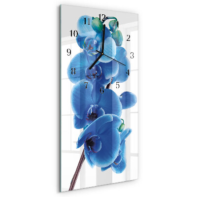 Vertikálne sklenené hodiny na stenu Orchidea