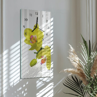 Hodiny na skle vertikálne Orchidea