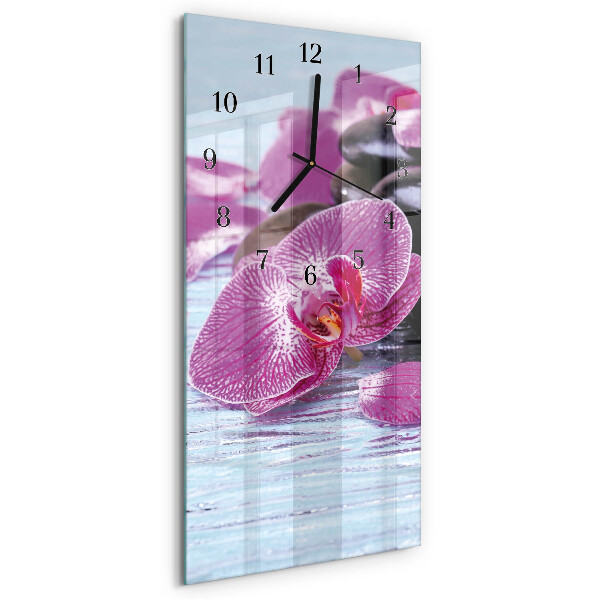 Vertikálne sklenené hodiny na stenu Nápad na orchidey