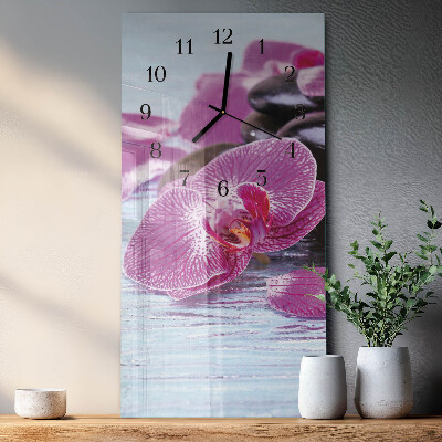 Vertikálne sklenené hodiny na stenu Nápad na orchidey