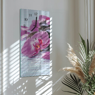 Vertikálne sklenené hodiny na stenu Nápad na orchidey