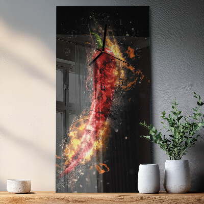 Hodiny na skle vertikálne Pálivá paprika