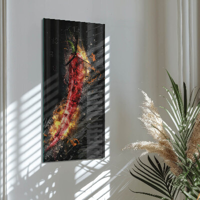 Hodiny na skle vertikálne Pálivá paprika