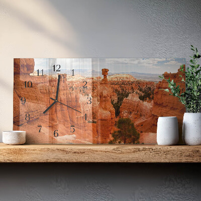 Hodiny na skle horizontálne Bryce Canyon