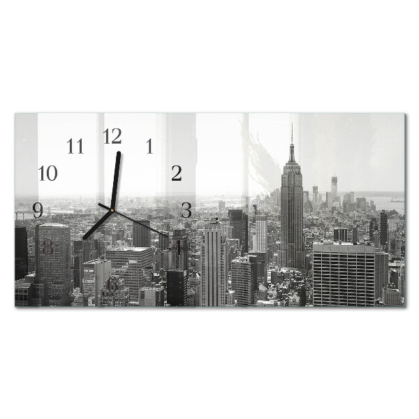 Horizontálne sklenené hodiny na stenu New York Manhattan