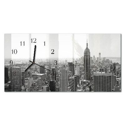 Horizontálne sklenené hodiny na stenu New York Manhattan